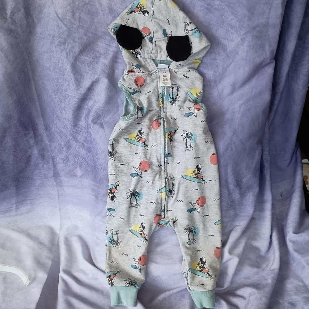 Disney Baby Surfing Mickey Mouse Hooded Zip Up Romper